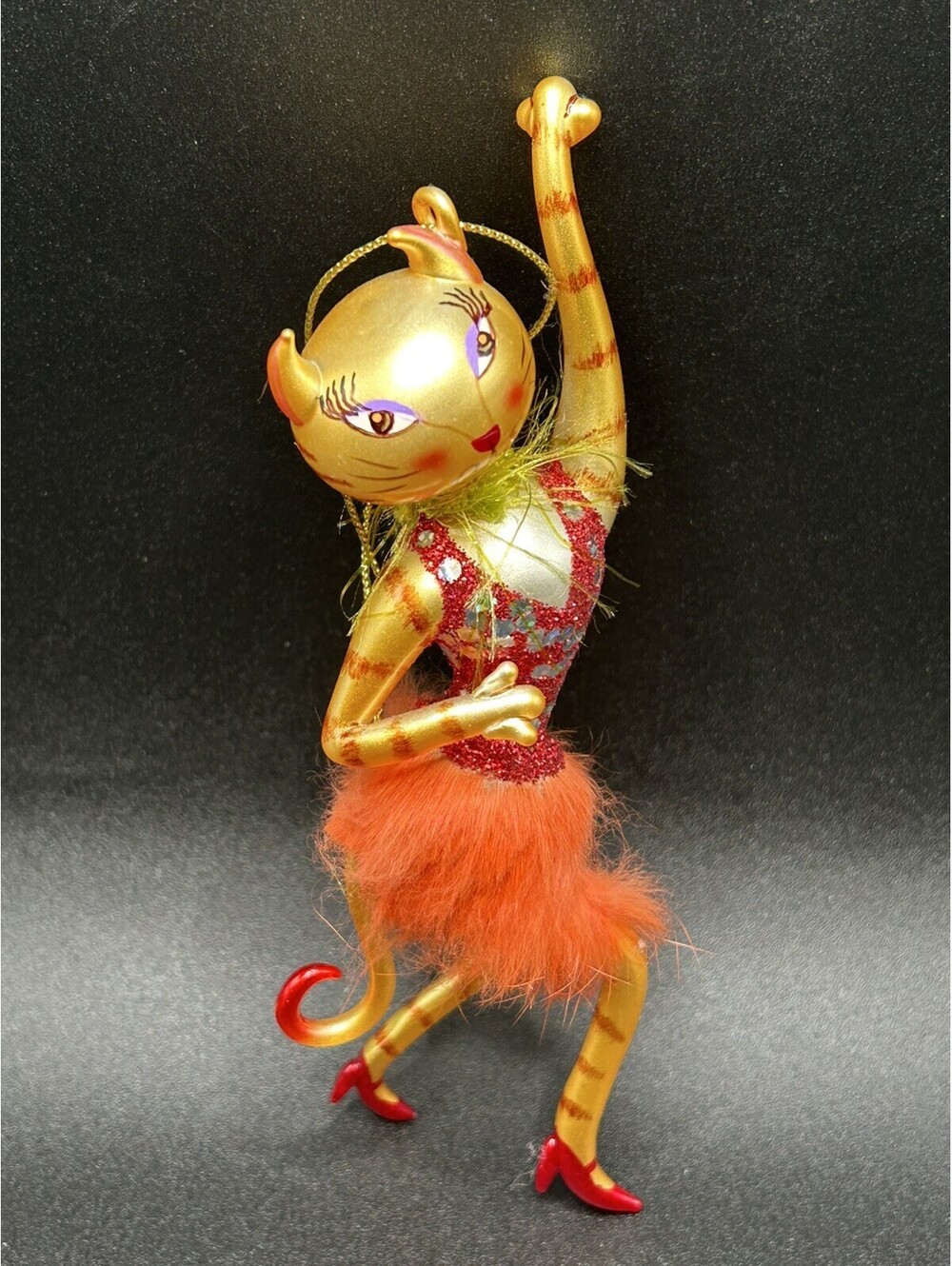 Vintage De Carlini Hand Blown Italian Glass Cat Ballerina Ornament 60’s